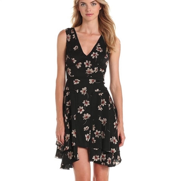 Zac Posen Womens Floral Chiffon Layered VNeck Dress Black Size 0 Sleeveless - Picture 1 of 15